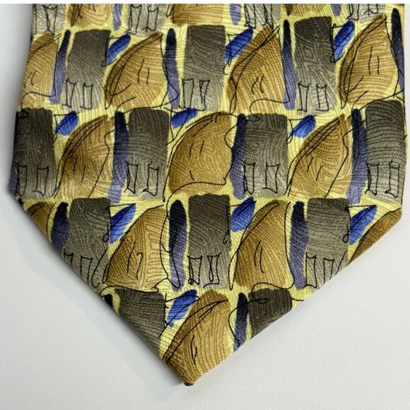 VTG J Garcia Neck Tie Silk Print Abstract Yellow Northern Lights Collection 15 - Picture 2 of 6
